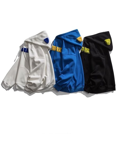 ROOPTOKYO（ループトウキョウ）の「▲EAR DESIGN HOODIE/耳付きデザインパーカー（パーカー・メンズ・ホワイト/ブラック/ブルー・XL/L/M）」の9枚目の写真