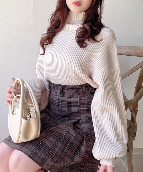 MIIA（ミーア）の「ボリュームスリーブニット（ニット/セーター・レディース・ブラック/オフホワイト/グレー系その他2/ホワイト系その他/ピンク・FREE）」の7枚目の写真