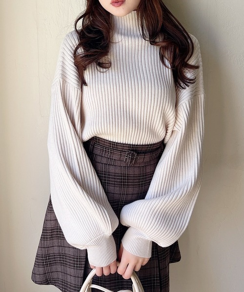 極美品⭐︎column ボリュームスリーブ ベージュニットセーター select MOCA（セレクトモカ） ニット セーター オーバーボリューム