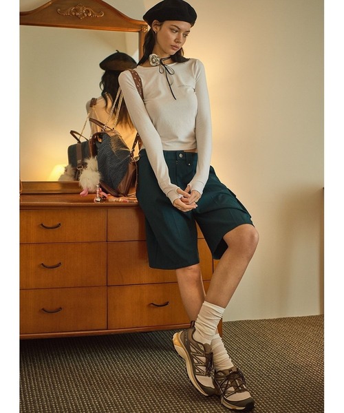 BITTER CELLS（ビターセルズ）の「BITTER CELLS／シャーリング長袖シャツ 2982375（Tシャツ/カットソー・レディース・ブラック/レッド/アイボリー/ライトグレー・FREE）」の6枚目の写真