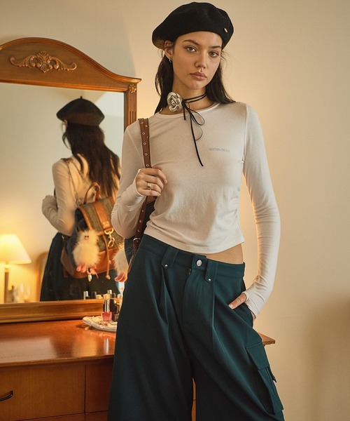 BITTER CELLS（ビターセルズ）の「BITTER CELLS／シャーリング長袖シャツ 2982375（Tシャツ/カットソー・レディース・ブラック/レッド/アイボリー/ライトグレー・FREE）」の7枚目の写真