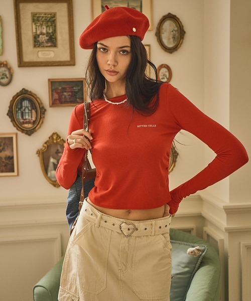 BITTER CELLS（ビターセルズ）の「BITTER CELLS／シャーリング長袖シャツ 2982375（Tシャツ/カットソー・レディース・ブラック/レッド/アイボリー/ライトグレー・FREE）」の9枚目の写真