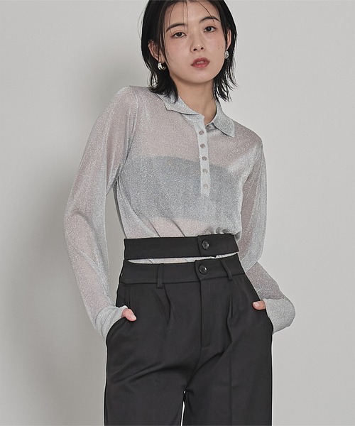 miette(ミエット)の「ラメシアーポロニット(ニット/セーター・レディース・ブラック/ライトブルー/シルバー/ライトグリーン・FREE)」の1枚目の写真