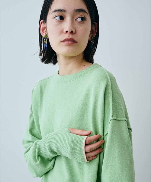 MEDE19F（メデジュウキュウ）の「ＭＥＤＥ１９Ｆ　コットンロングスリーブニット（ニット/セーター・レディース・ライトグリーン/パープル/ダークブラウン・LARGE/MEDIUM/X-LARGE）」の17枚目の写真