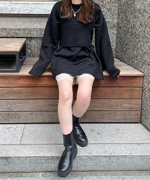 LE MORE(リモア)の「ビスチェ付きシャギーニット(ニット/セーター・レディース・アイボリー/グレー/ブラック/ブルー・FREE)」の5枚目の写真