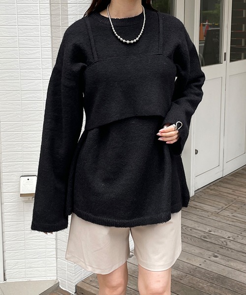 LE MORE(リモア)の「ビスチェ付きシャギーニット(ニット/セーター・レディース・アイボリー/グレー/ブラック/ブルー・FREE)」の7枚目の写真