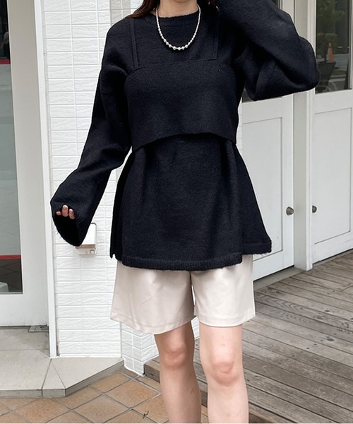 LE MORE(リモア)の「ビスチェ付きシャギーニット(ニット/セーター・レディース・アイボリー/グレー/ブラック/ブルー・FREE)」の8枚目の写真