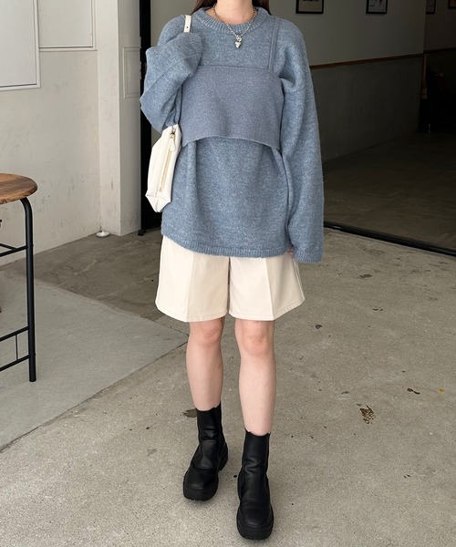 LE MORE(リモア)の「ビスチェ付きシャギーニット(ニット/セーター・レディース・アイボリー/グレー/ブラック/ブルー・FREE)」の12枚目の写真