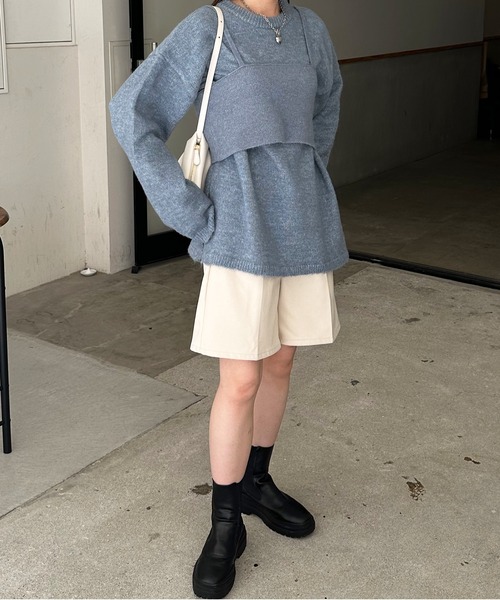 LE MORE(リモア)の「ビスチェ付きシャギーニット(ニット/セーター・レディース・アイボリー/グレー/ブラック/ブルー・FREE)」の13枚目の写真