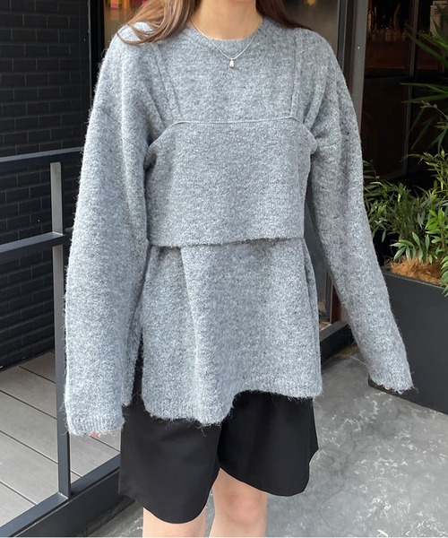 LE MORE(リモア)の「ビスチェ付きシャギーニット(ニット/セーター・レディース・アイボリー/グレー/ブラック/ブルー・FREE)」の17枚目の写真