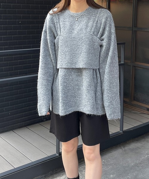 LE MORE(リモア)の「ビスチェ付きシャギーニット(ニット/セーター・レディース・アイボリー/グレー/ブラック/ブルー・FREE)」の18枚目の写真