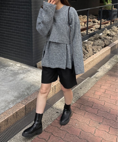 LE MORE(リモア)の「ビスチェ付きシャギーニット(ニット/セーター・レディース・アイボリー/グレー/ブラック/ブルー・FREE)」の19枚目の写真