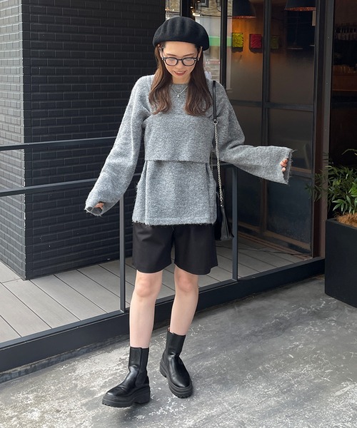 LE MORE(リモア)の「ビスチェ付きシャギーニット(ニット/セーター・レディース・アイボリー/グレー/ブラック/ブルー・FREE)」の20枚目の写真