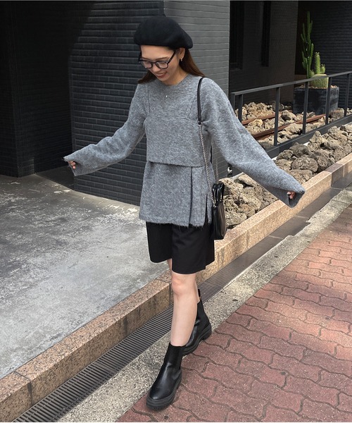 LE MORE(リモア)の「ビスチェ付きシャギーニット(ニット/セーター・レディース・アイボリー/グレー/ブラック/ブルー・FREE)」の21枚目の写真