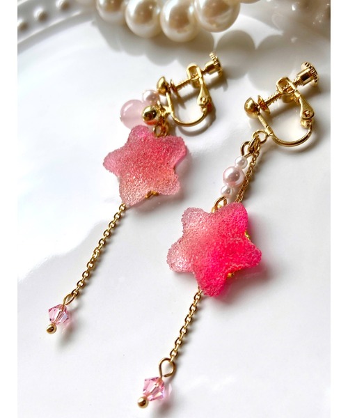 tone(トーン)の「【MUURABBTI】お菓子の星の可愛いイヤリング(MA)(イヤリング・レディース・パープル/ピンク/イエロー/ブルー・FREE)」の4枚目の写真