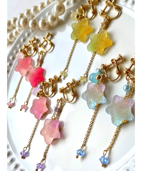 tone(トーン)の「【MUURABBTI】お菓子の星の可愛いイヤリング(MA)(イヤリング・レディース・パープル/ピンク/イエロー/ブルー・FREE)」の7枚目の写真