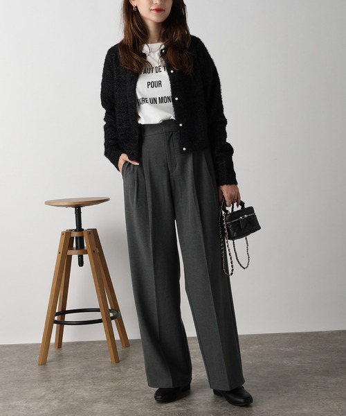 acro(アクロ)の「パール釦付きラメフェザーニットカーディガン/AC3323(カーディガン/ボレロ・レディース・ブラック/ブルー/グレー・フリ-)」の4枚目の写真