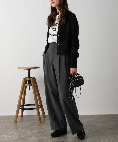 acro(アクロ)の「パール釦付きラメフェザーニットカーディガン/AC3323(カーディガン/ボレロ・レディース・ブラック/ブルー/グレー・フリ-)」の6枚目の写真