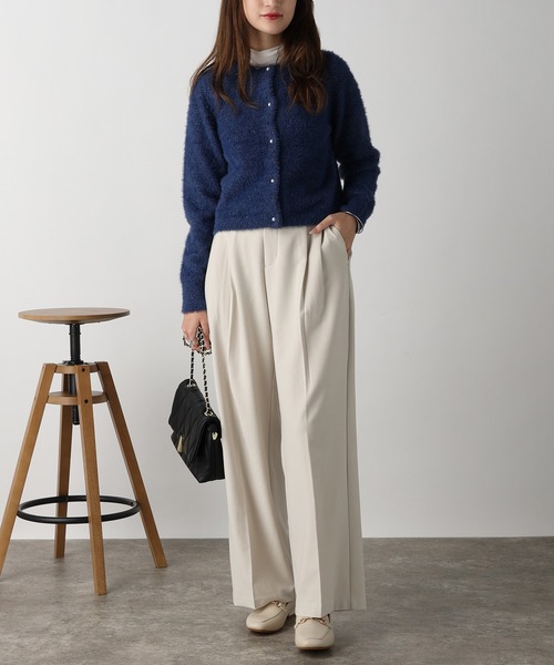 acro(アクロ)の「パール釦付きラメフェザーニットカーディガン/AC3323(カーディガン/ボレロ・レディース・ブラック/ブルー/グレー・フリ-)」の12枚目の写真