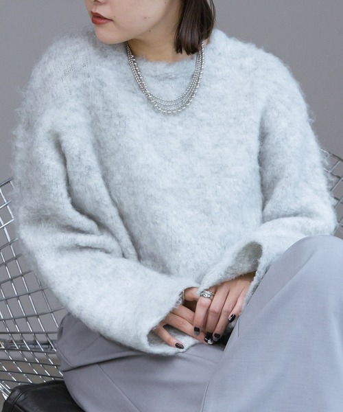 PAGEBOY（ページボーイ）の「フラッフィーシャギープルオーバー（ニット/セーター・レディース・ブラック/モカ/ターコイズブルー/グレー・FREE）」の3枚目の写真