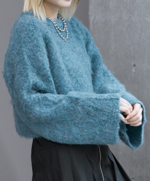 PAGEBOY（ページボーイ）の「フラッフィーシャギープルオーバー（ニット/セーター・レディース・ブラック/モカ/ターコイズブルー/グレー・FREE）」の4枚目の写真