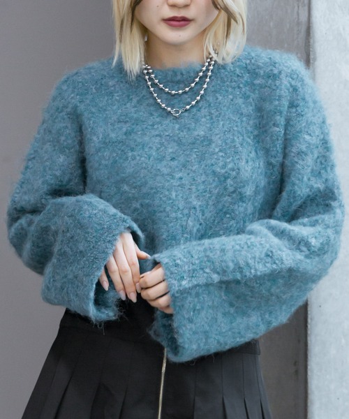 PAGEBOY（ページボーイ）の「フラッフィーシャギープルオーバー（ニット/セーター・レディース・ブラック/モカ/ターコイズブルー/グレー・FREE）」の17枚目の写真