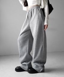 【  裏起毛  】カーブラインサイドタックワイドスウェットパンツ