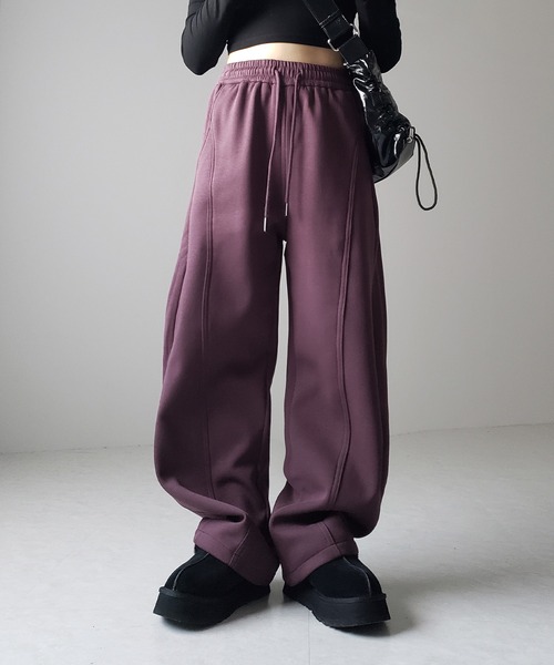 ワイド スウェットパンツ M〜XL サイドライン MRNEARLYサイドラインワイドスウェットパンツ | mblueshop