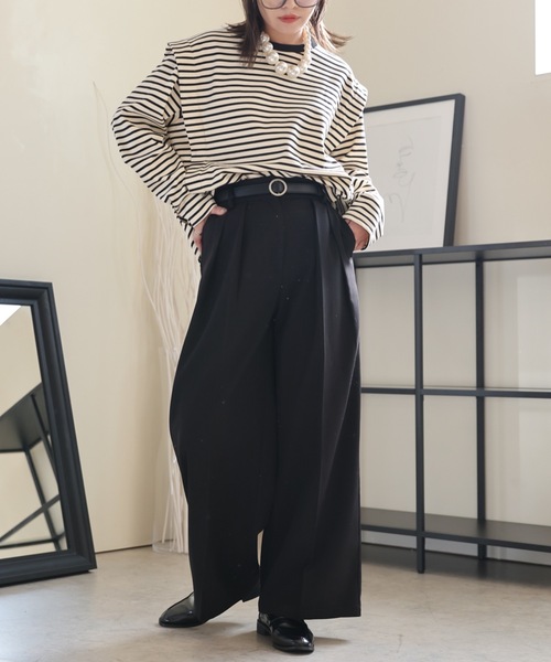 ULEULA(ウルア)の「タックショルダーデザインボーダーカットソー(Tシャツ/カットソー・レディース・モカ/アイボリー・FREE)」の12枚目の写真