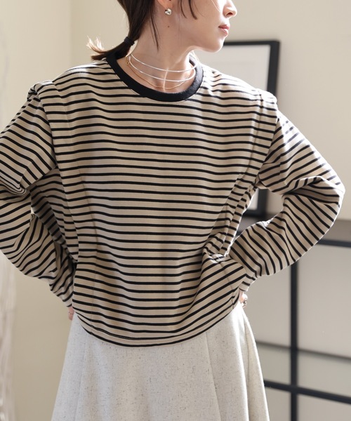 ULEULA(ウルア)の「タックショルダーデザインボーダーカットソー(Tシャツ/カットソー・レディース・モカ/アイボリー・FREE)」の18枚目の写真