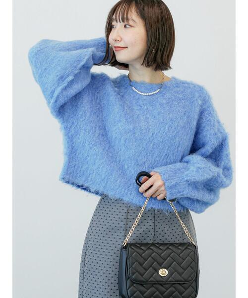 Te chichi TERRASSE(テチチテラス)の「◎起毛クロップド丈ニット(ニット/セーター・レディース・オフホワイト/ブルー/ピンク/グレー・F)」の16枚目の写真