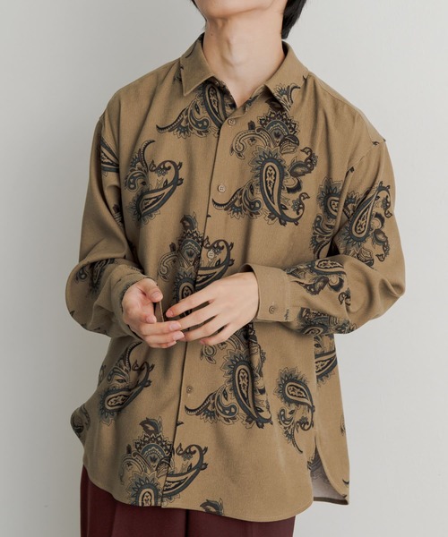 SENSE OF PLACE by URBAN RESEARCH（センスオブプレイスバイアーバンリサーチ）の「ペイズリーシャツ（シャツ/ブラウス・メンズ・ベージュ/ネイビー/ブルー・LARGE/MEDIUM）」の4枚目の写真