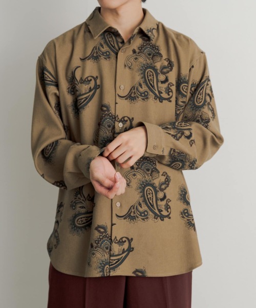 SENSE OF PLACE by URBAN RESEARCH（センスオブプレイスバイアーバンリサーチ）の「ペイズリーシャツ（シャツ/ブラウス・メンズ・ベージュ/ネイビー/ブルー・LARGE/MEDIUM）」の5枚目の写真