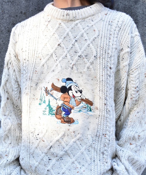 ITALY製 DISNEY ミッキー フィッシャーマン ニット M ITALY製 DISNEY ミッキー フィッシャーマン ニット M