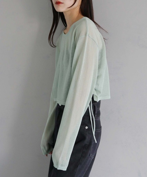 cheriella(シェリエラ)の「【cheriella】WEB限定サイドストリングギャザーシアーニット(ニット/セーター・レディース・グレー/ブラック/ライトグリーン・M)」の16枚目の写真