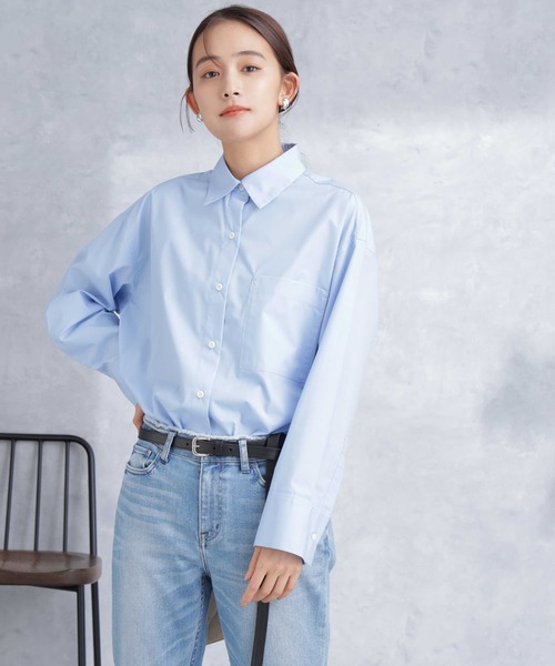 NANO universe(ナノユニバース)の「バックタックオーバーシャツ(シャツ/ブラウス・レディース・ホワイト/サックスブルー/その他1・S/M)」の4枚目の写真