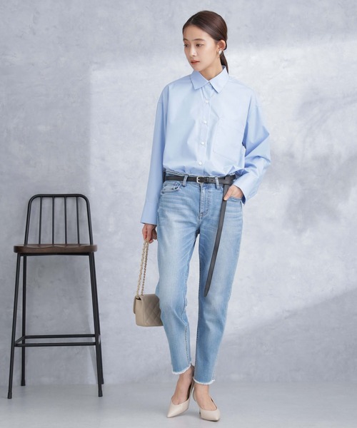 NANO universe(ナノユニバース)の「バックタックオーバーシャツ(シャツ/ブラウス・レディース・ホワイト/サックスブルー/その他1・S/M)」の6枚目の写真