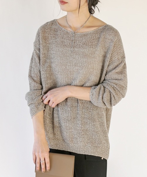 RIVE DROITE(リヴドロワ)の「ブークレMIXルーズニット(ニット/セーター・レディース・ライトグレー/モカ/グリーン・FREE)」の3枚目の写真