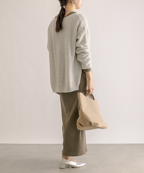 RIVE DROITE(リヴドロワ)の「ブークレMIXルーズニット(ニット/セーター・レディース・ライトグレー/モカ/グリーン・FREE)」の7枚目の写真