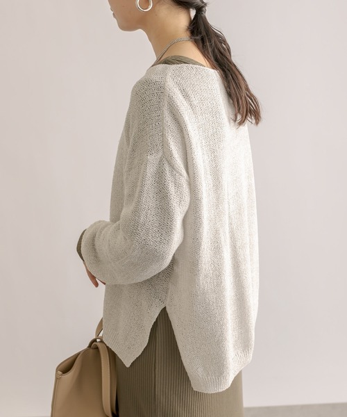 RIVE DROITE(リヴドロワ)の「ブークレMIXルーズニット(ニット/セーター・レディース・ライトグレー/モカ/グリーン・FREE)」の9枚目の写真