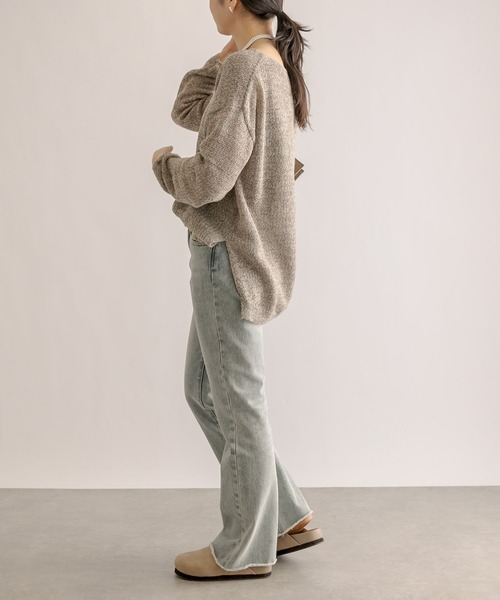 RIVE DROITE(リヴドロワ)の「ブークレMIXルーズニット(ニット/セーター・レディース・ライトグレー/モカ/グリーン・FREE)」の14枚目の写真