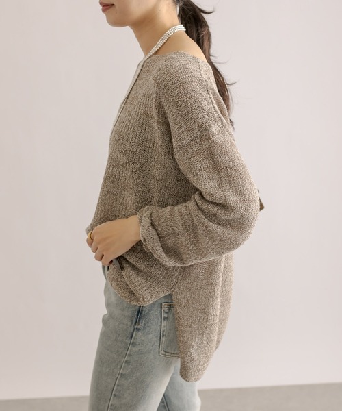 RIVE DROITE(リヴドロワ)の「ブークレMIXルーズニット(ニット/セーター・レディース・ライトグレー/モカ/グリーン・FREE)」の17枚目の写真