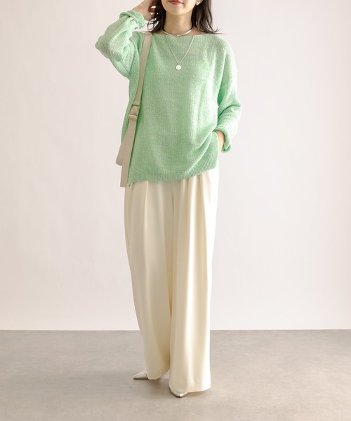 RIVE DROITE(リヴドロワ)の「ブークレMIXルーズニット(ニット/セーター・レディース・ライトグレー/モカ/グリーン・FREE)」の19枚目の写真