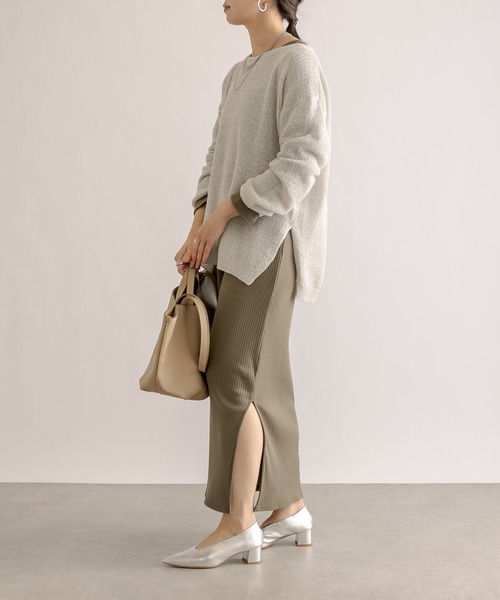 RIVE DROITE(リヴドロワ)の「ブークレMIXルーズニット(ニット/セーター・レディース・ライトグレー/モカ/グリーン・FREE)」の6枚目の写真