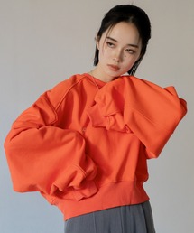 ロゴ刺繍ボリュームスリーブトレーナー