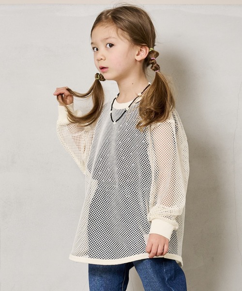 CALMIA（カルミア）の「レイヤードメッシュトップス（100～150cm）（Tシャツ/カットソー・キッズ・ブラック/ブルー/オフホワイト・100/110/120/130/140/150）」の4枚目の写真