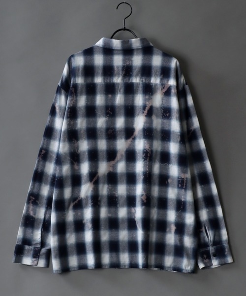 セール】Breaching Damage ombre Check Shirt/ブリーチ加工 ダメージ