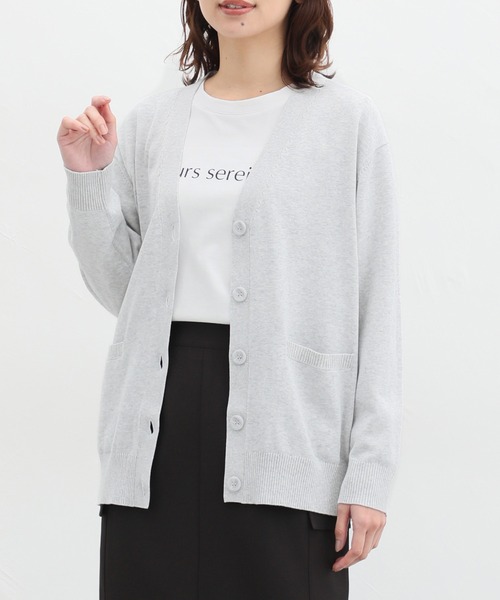 Honeys（ハニーズ）の「花粉対策Ｖネックカーディガン（カーディガン/ボレロ・レディース・ネイビー/ラベンダー/イエロー/ベージュ/ブラック/杢グレー/ブルー/ターコイズブルー・S/M/L/LL/3L）」の3枚目の写真