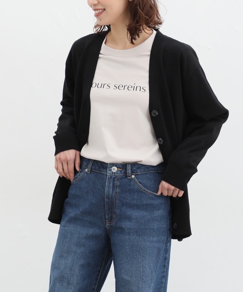 Honeys（ハニーズ）の「花粉対策Ｖネックカーディガン（カーディガン/ボレロ・レディース・ネイビー/ラベンダー/イエロー/ベージュ/ブラック/杢グレー/ブルー/ターコイズブルー・S/M/L/LL/3L）」の2枚目の写真