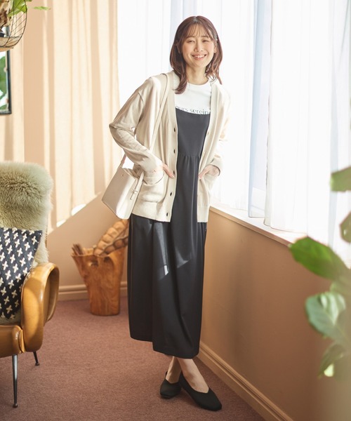 Honeys（ハニーズ）の「花粉対策Ｖネックカーディガン（カーディガン/ボレロ・レディース・ネイビー/ラベンダー/イエロー/ベージュ/ブラック/杢グレー/ブルー/ターコイズブルー・S/M/L/LL/3L）」の14枚目の写真